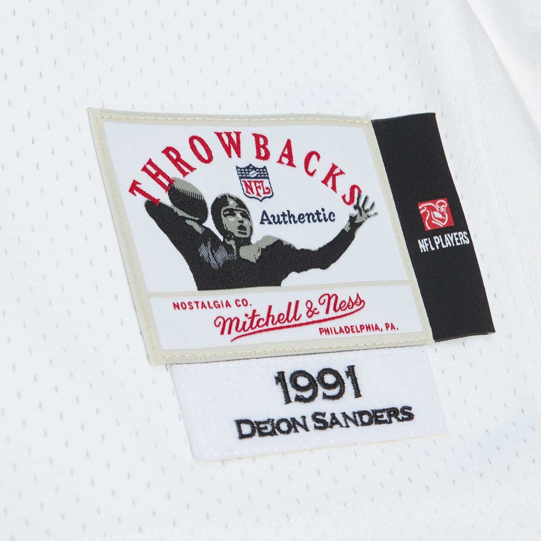 Atlanta Falcons 1991 Deion Sanders Mitchell & Ness White Authentic Throwback Retired Player Jersey